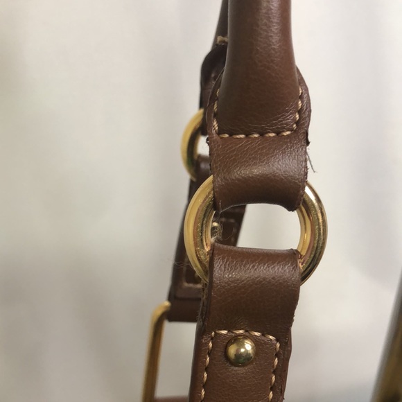 ETIENNE AIGNER brown canvas multi colored shoulder bag. Gold hardware. - Picture 5 of 16